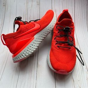 Men's Nike Epic React Flyknit 2 Sneakers with Lock Laces in Chile Red